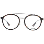 Police Brown Men Glasses Frame with full-rim, aviator style, metal and plastic material, demo lenses, suitable for men.
