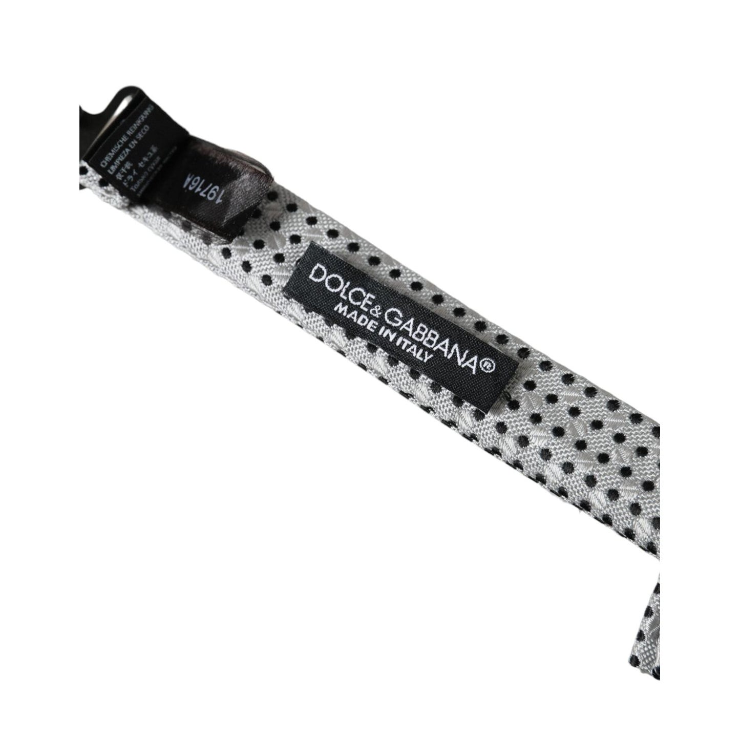 Dolce & Gabbana Gray Silk Polka Dot Adjustable Neck Men Papillon Bow Tie