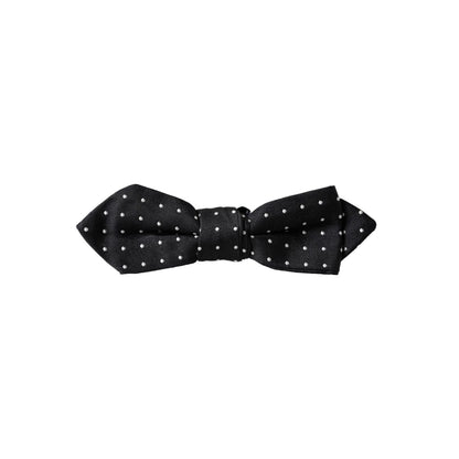 Dolce & Gabbana Black Silk Polka Dot Adjustable Neck Men Papillon Bow Tie