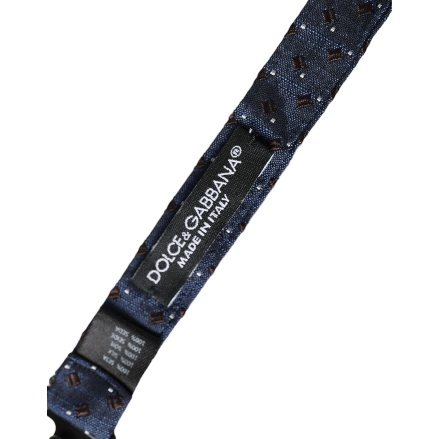 Dolce & Gabbana Navy Blue Silk Patterned Adjustable Men Papillon Bow Tie