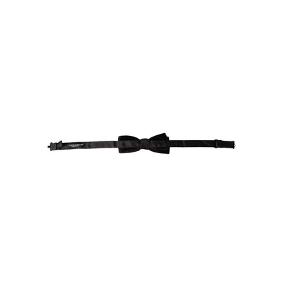 Dolce & Gabbana Black Velvet Cotton Adjustable Neck Men Bow Tie