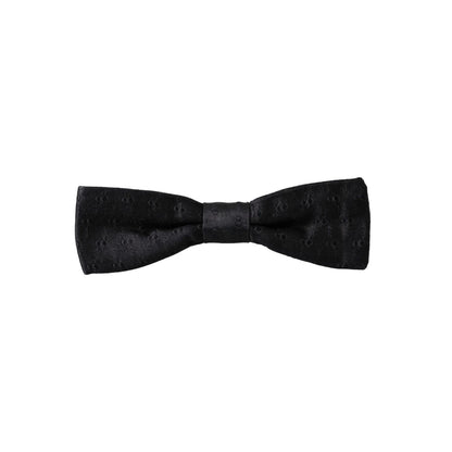 Dolce & Gabbana Black Silk Patterned Adjustable Neck Men Bow Tie