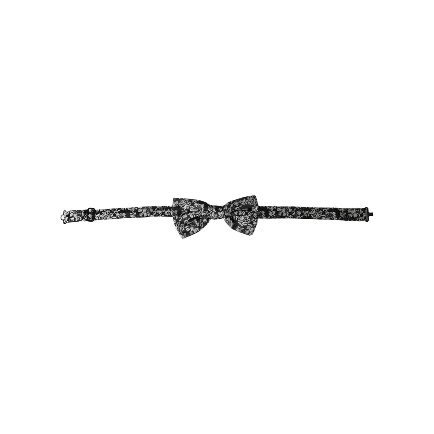 Dolce & Gabbana Black Floral Silk Adjustable Neck Men Bow Tie