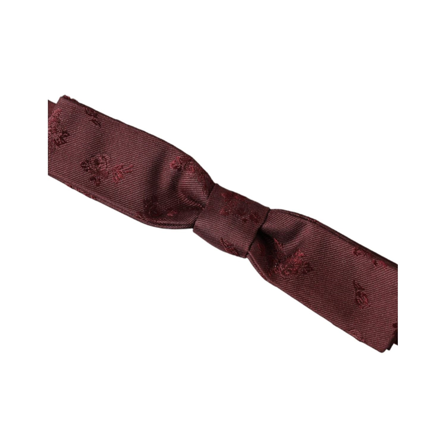 Dolce & Gabbana Maroon Floral Silk Adjustable Neck Men Bow Tie