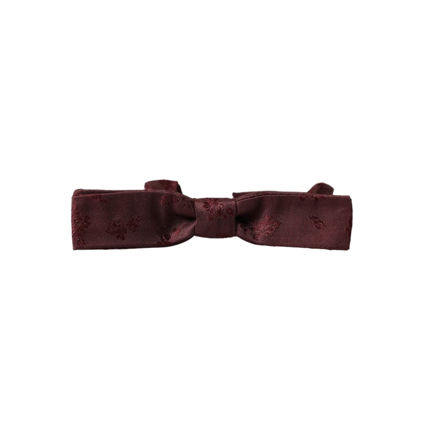 Dolce & Gabbana Maroon Floral Silk Adjustable Neck Men Bow Tie