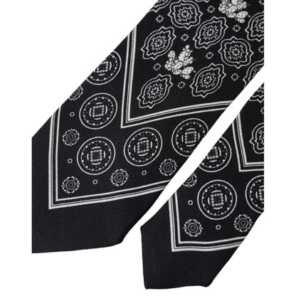 Dolce & Gabbana Black Patterned 100%Silk Adjustable Tie