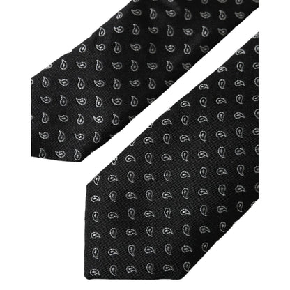 Dolce & Gabbana Black Jacquard Patterned Silk Adjustable Men Tie
