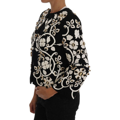 Dolce & Gabbana Black Baroque Floral Crystal Jacket Coats & Jackets