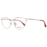 Max Mara Rose Gold Women Glasses Frame, full-rim cat eye style with metal frame and demo lenses, includes branded case for shipment.