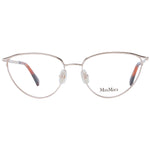 Max Mara Rose Gold Women Glasses Frame in metal full-rim cat eye style with demo plastic lenses and chic design.