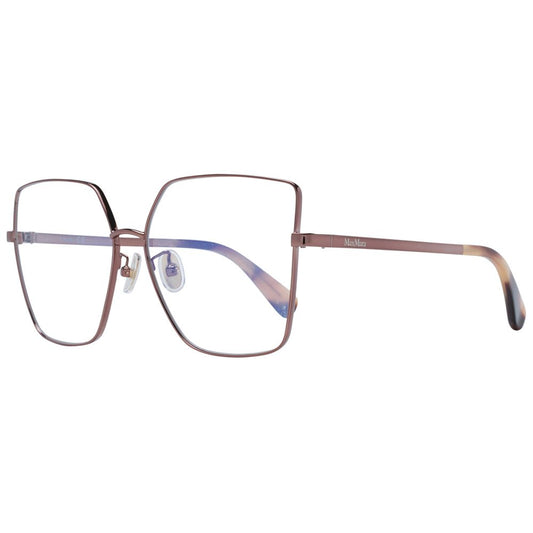 Alt Tag: Max Mara Brown Women Glasses Frame in square style with full-rim metal and demo lenses, includes branded case, size 60-15-140.