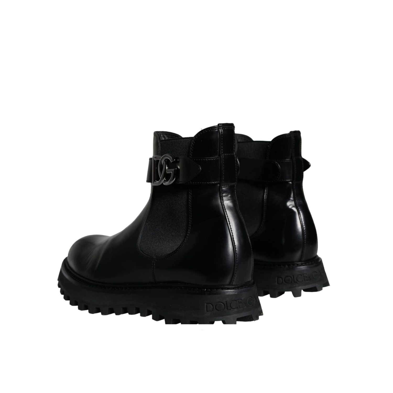 Dolce & Gabbana Black Belted DG Logo Men Chelsea Boots Shoes