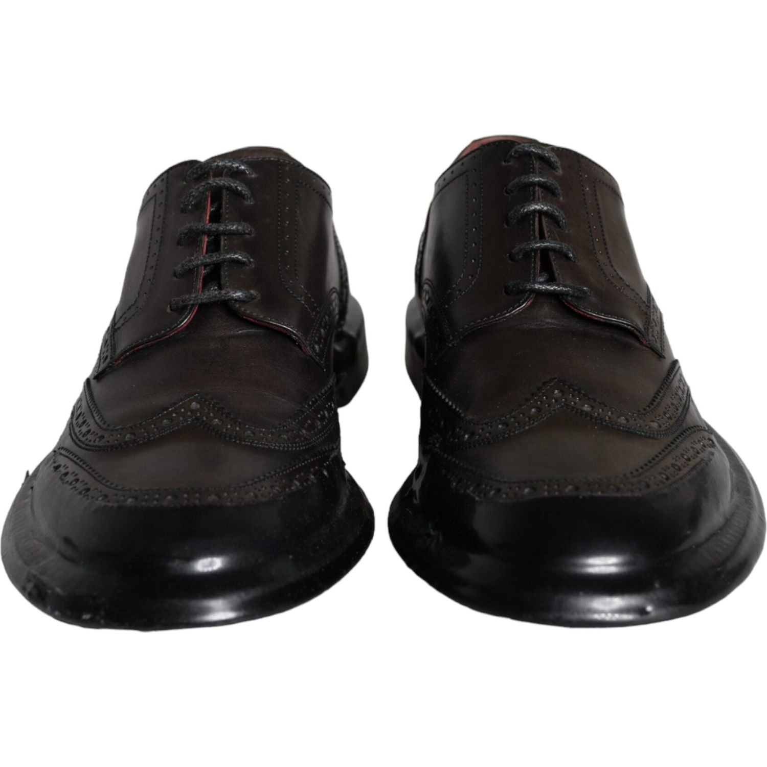 Dolce & Gabbana Black Leather Oxford Wingtip Formal Men Shoes