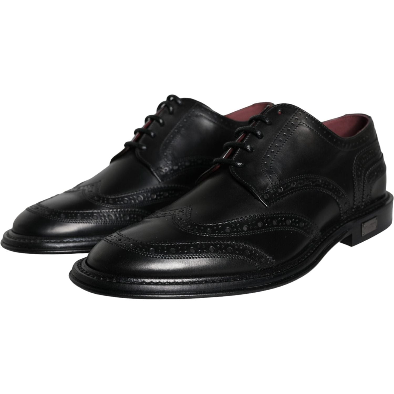 Dolce & Gabbana Black Leather Oxford Wingtip Formal Men Shoes
