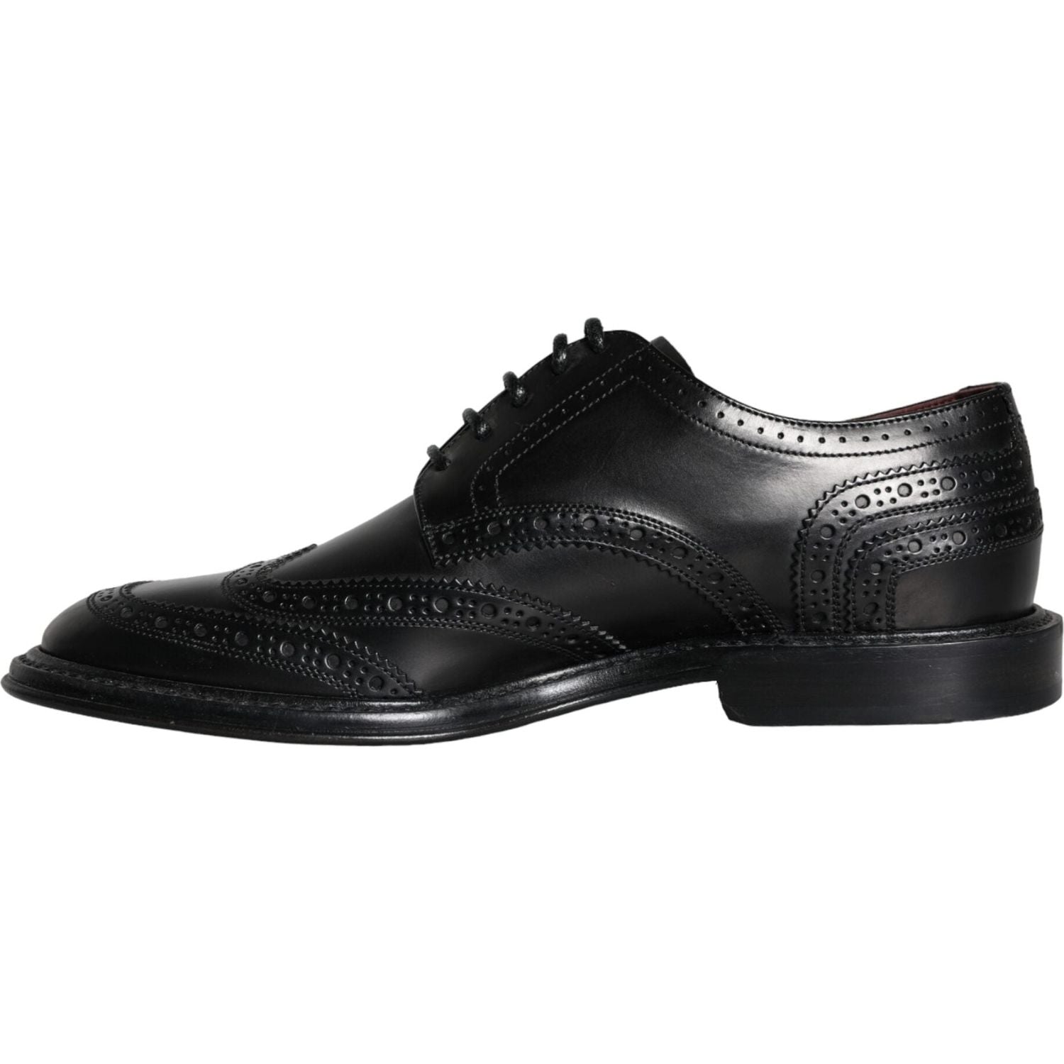 Dolce & Gabbana Black Leather Oxford Wingtip Formal Men Shoes