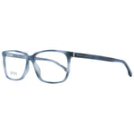 Hugo Boss Blue Men Glasses Frame, full-rim acetate rectangular blue frame with demo lenses, includes branded case.