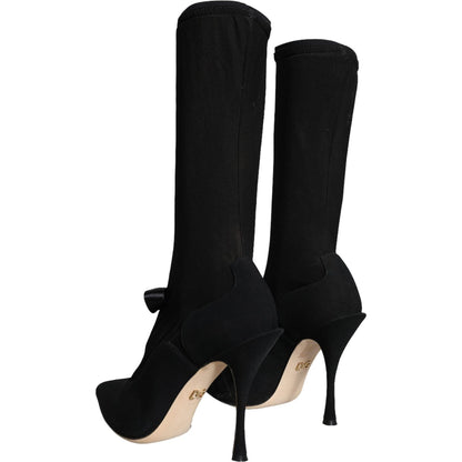 Dolce & Gabbana Black Stiletto Heels Mid Calf Boots Shoes