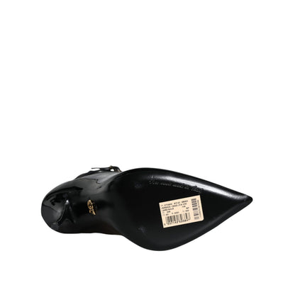 Dolce & Gabbana Black Leather Stilettos Booties Socks Shoes