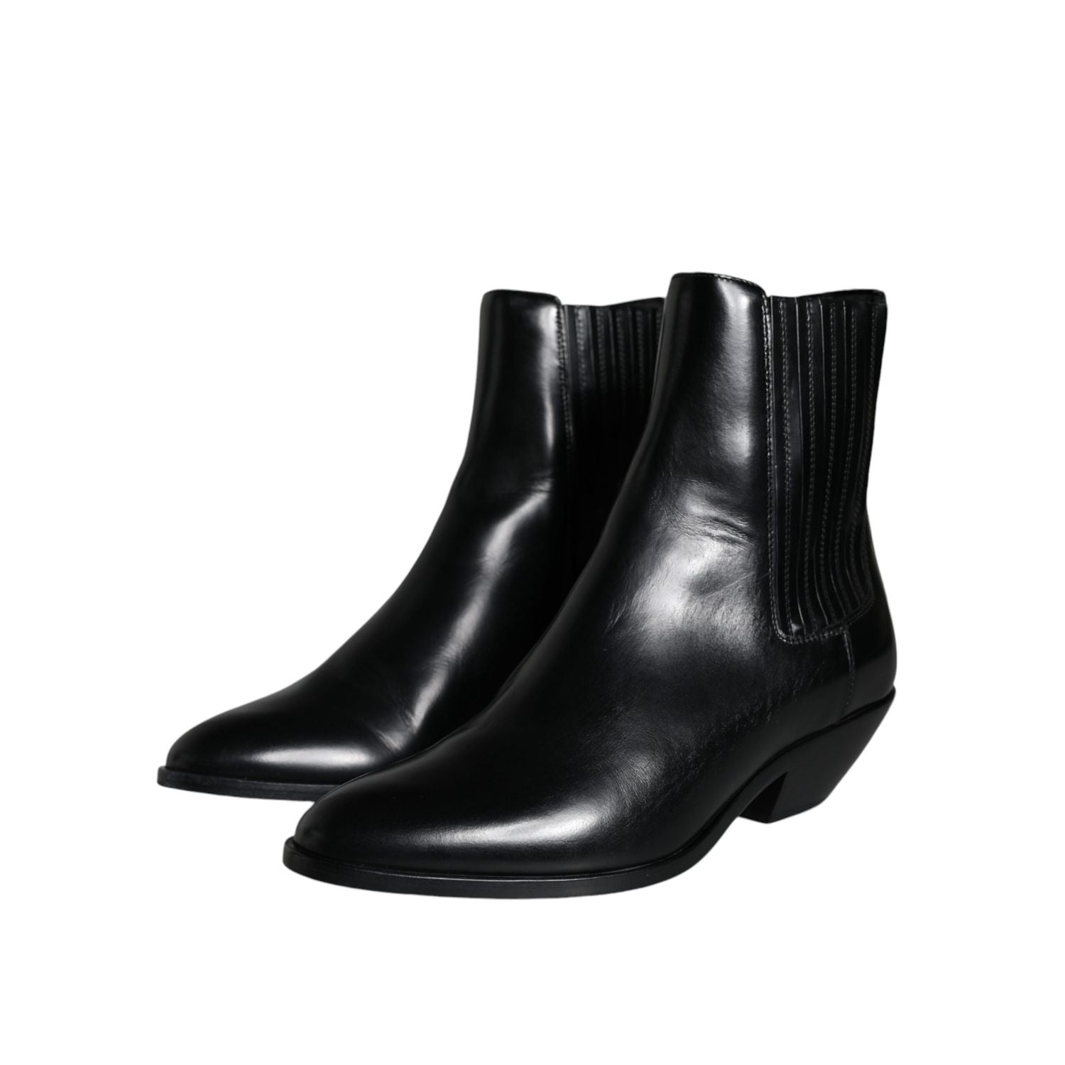 Dolce & Gabbana Black Leather Ankle Boots Booties Shoes