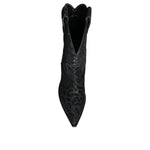 Dolce & Gabbana Black Gray Leopard Cowboy Boots Shoes