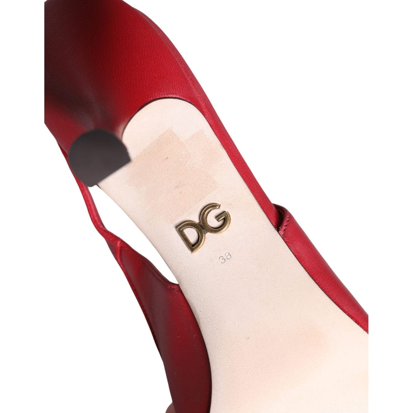 Dolce & Gabbana Red Devotion Leather Heels Slingback Shoes