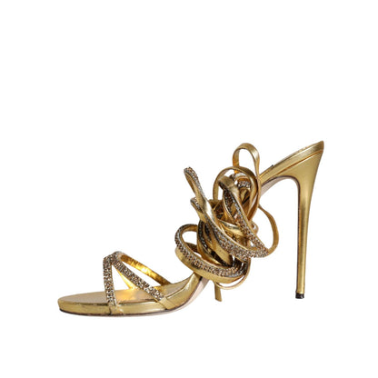 Dolce & Gabbana Gold Crystals Keira Heels Sandals Shoes