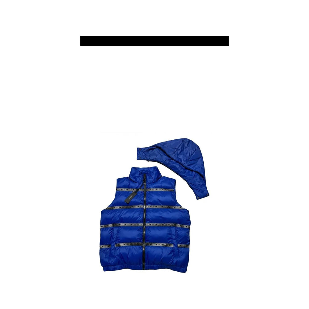 Versace Elegant Black Logo Band Vest with Detachable Hood