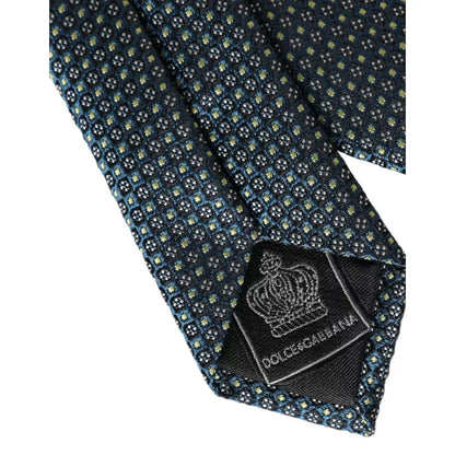 Dolce & Gabbana Green Patterned 100% Silk Adjustable Men Tie