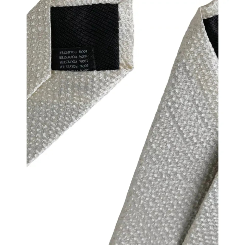 Dolce & Gabbana Off White 100% Silk Adjustable Necktie Men Tie