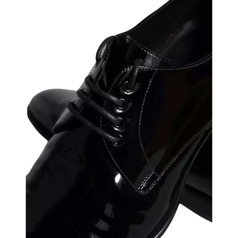Dolce & Gabbana Black Calfskin Leather Derby Men Dress Shoes