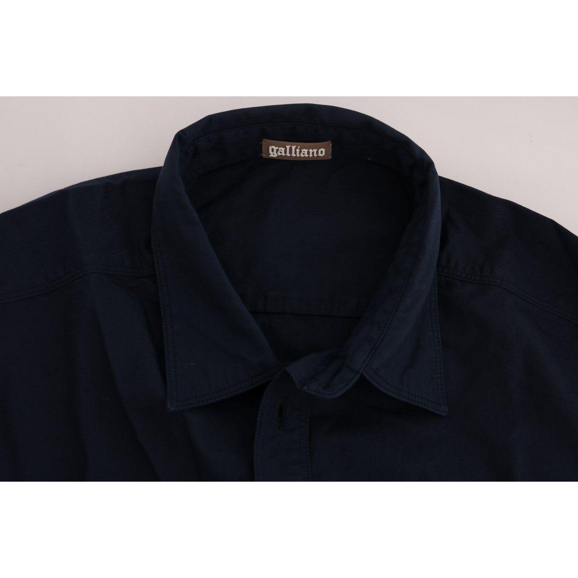 John Galliano Blue Casual Cotton Long Sleeve Shirt