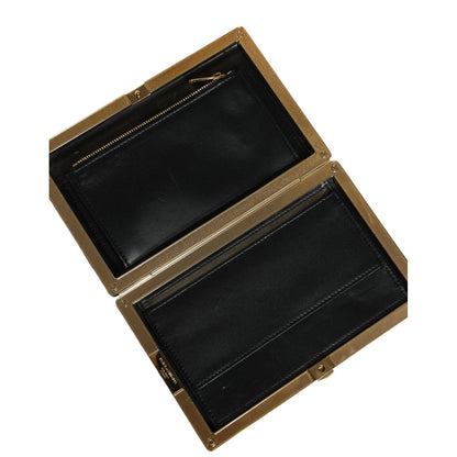 Dolce & Gabbana Black White Gold Frame Clutch Evening Party Purse Bag