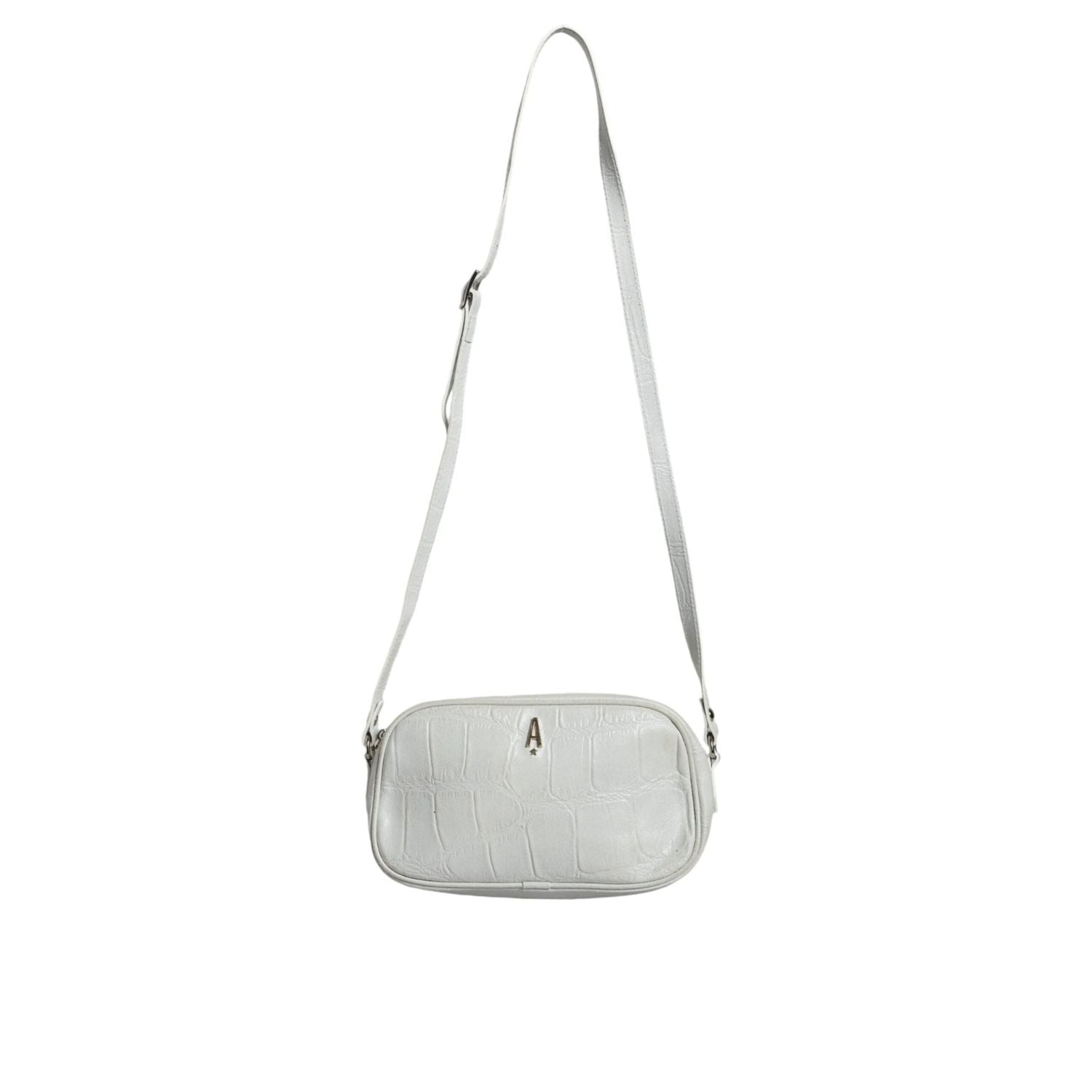 Aniye By White Croc Print Leather Crossbody Sling Bag