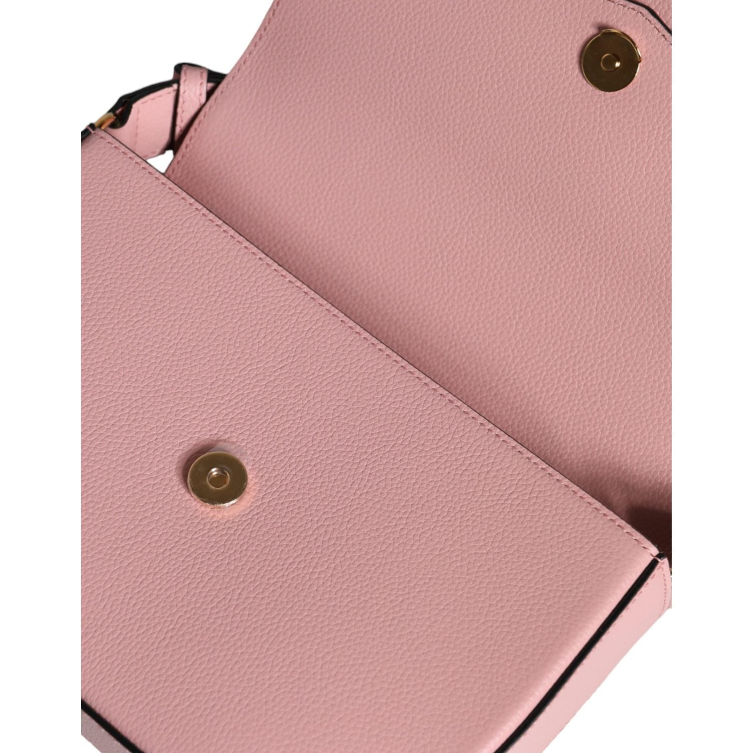 Versace Pink Grainy Calf Leather Logo Crossbody Shoulder Bag