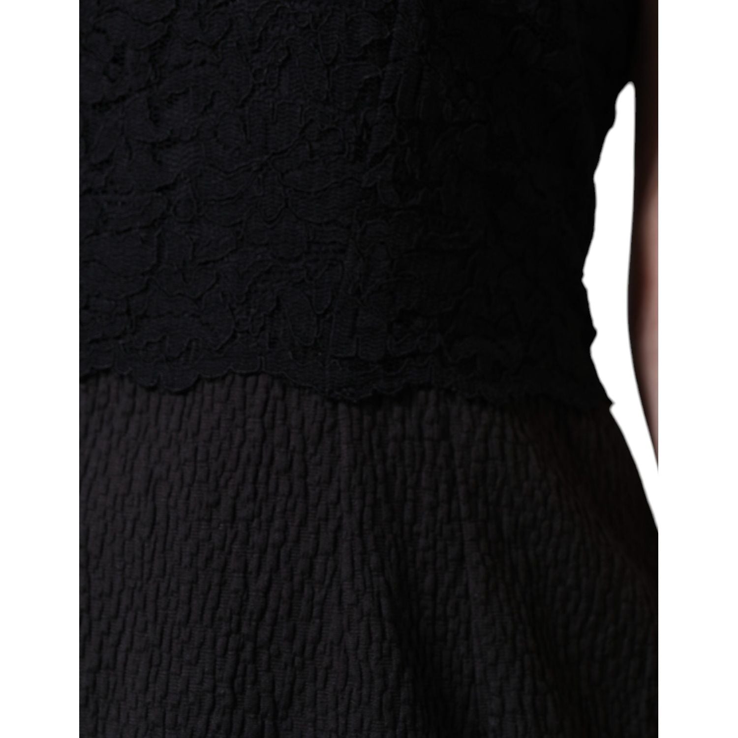 Dolce & Gabbana Black Cotton Sheath Knee Length Dress