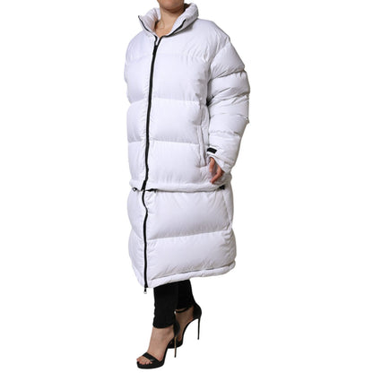 Dolce & Gabbana White Puffer Quilted Full Zip Coat Jacket
