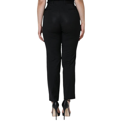 Dolce & Gabbana Black Polyester High Waist Tapered Pants