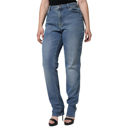 Emporio Armani Blue Washed High Waisted Skinny Women Denim Jeans