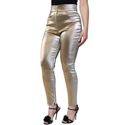 Dolce & Gabbana Metallic Gold High Waist Skinny Pants
