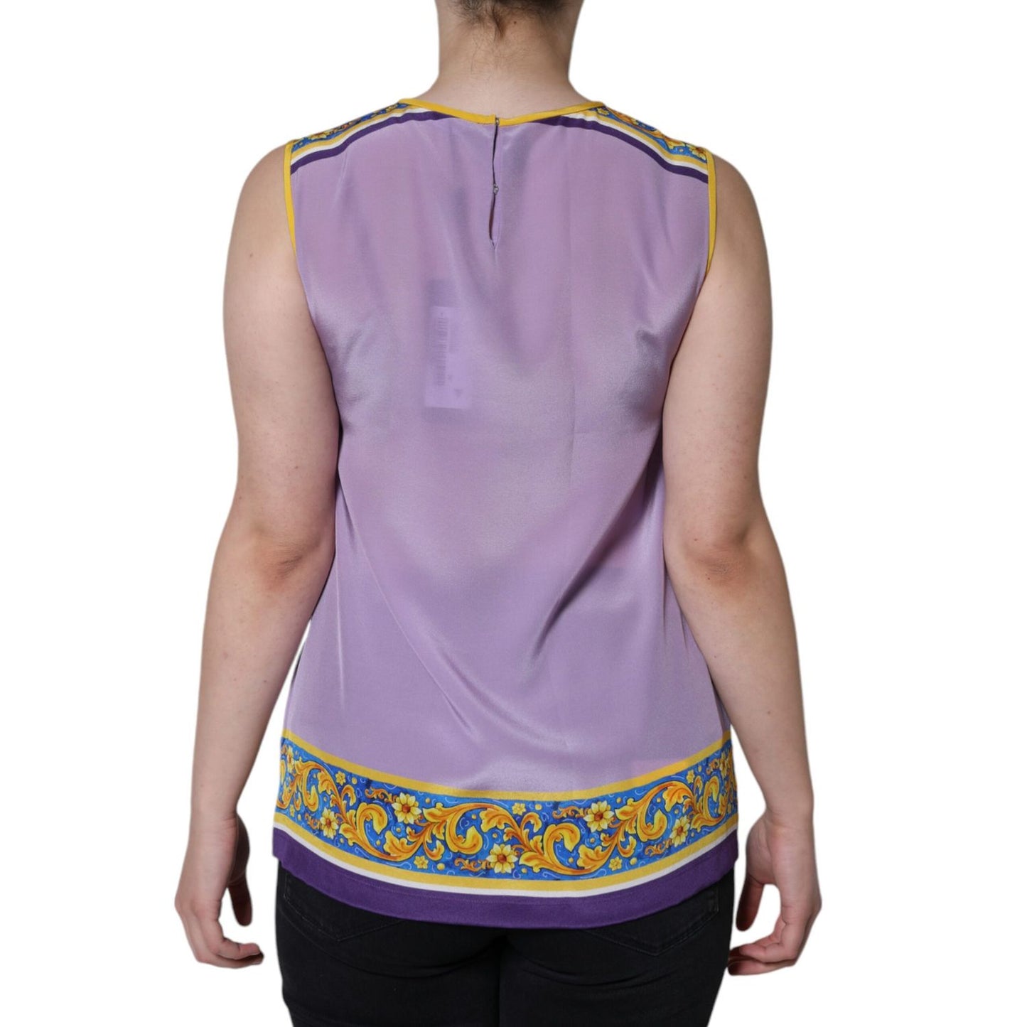 Dolce & Gabbana Purple Silk Caponata Siciliana Print Tank Top
