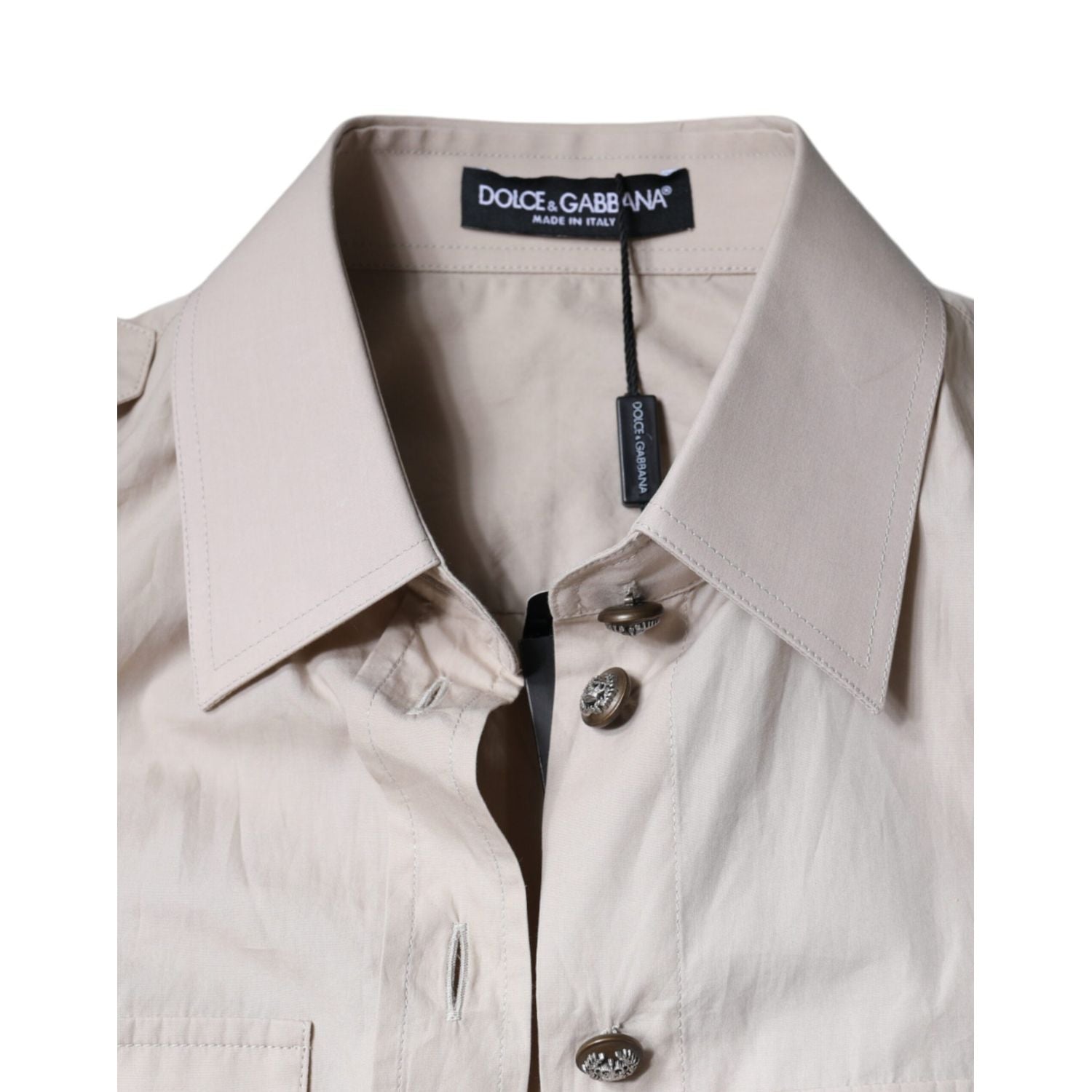 Dolce & Gabbana Beige Cotton Collared Button Down Shirt Top