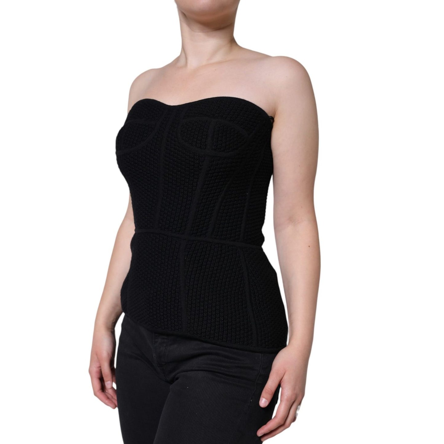 Dolce & Gabbana Black Bustier Sleeveless Corset Blouse Top