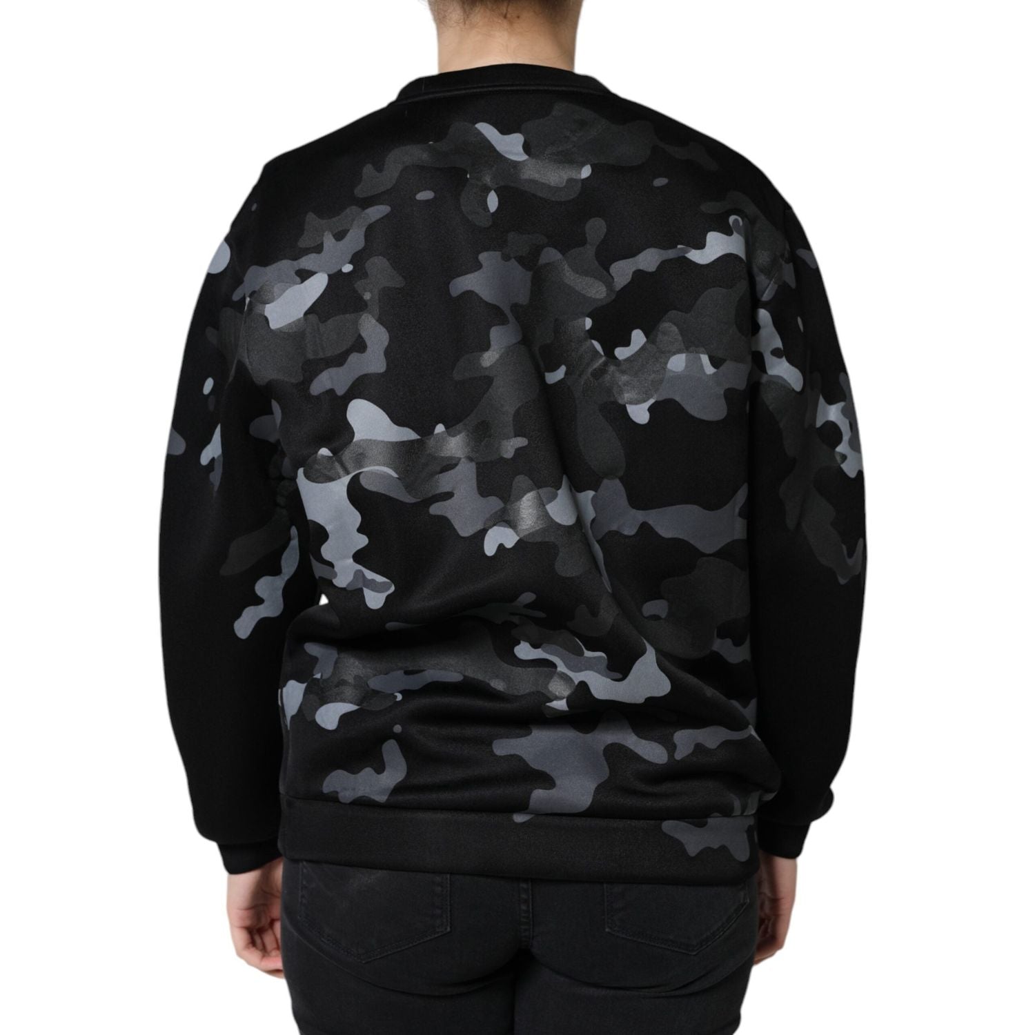 Dolce & Gabbana Black Camouflage Round Neck Sweatshirt Sweater