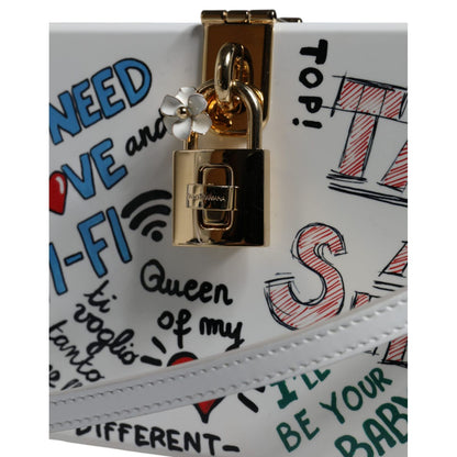 Dolce & Gabbana White Graffiti Print Clutch Crossbody Bag