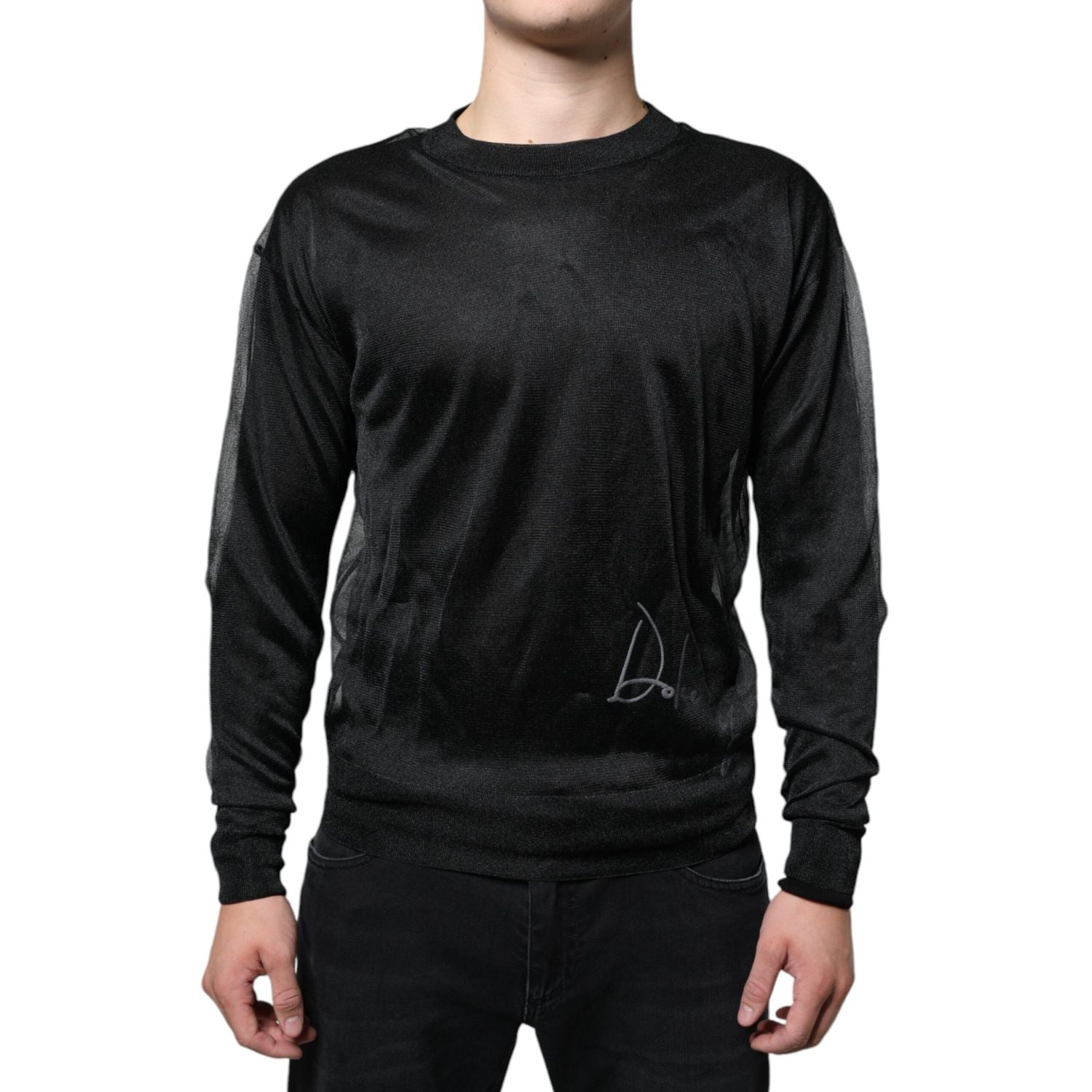 Dolce & Gabbana Black Polyester Pullover Sweatshirt Sweater