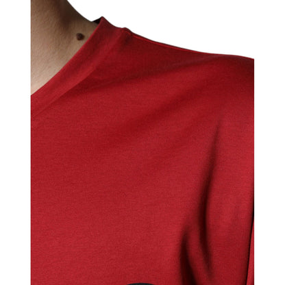 Dolce & Gabbana Red Cotton DG Logo Print Crew Neck T-shirt
