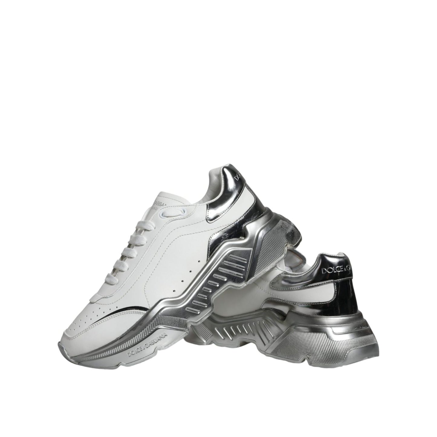 Dolce & Gabbana White Silver Daymaster Low Top Sneakers Shoes
