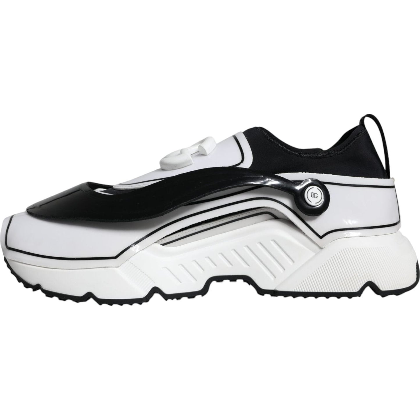 Dolce & Gabbana White Black Logo Plaque Daymaster Sneakers Shoes
