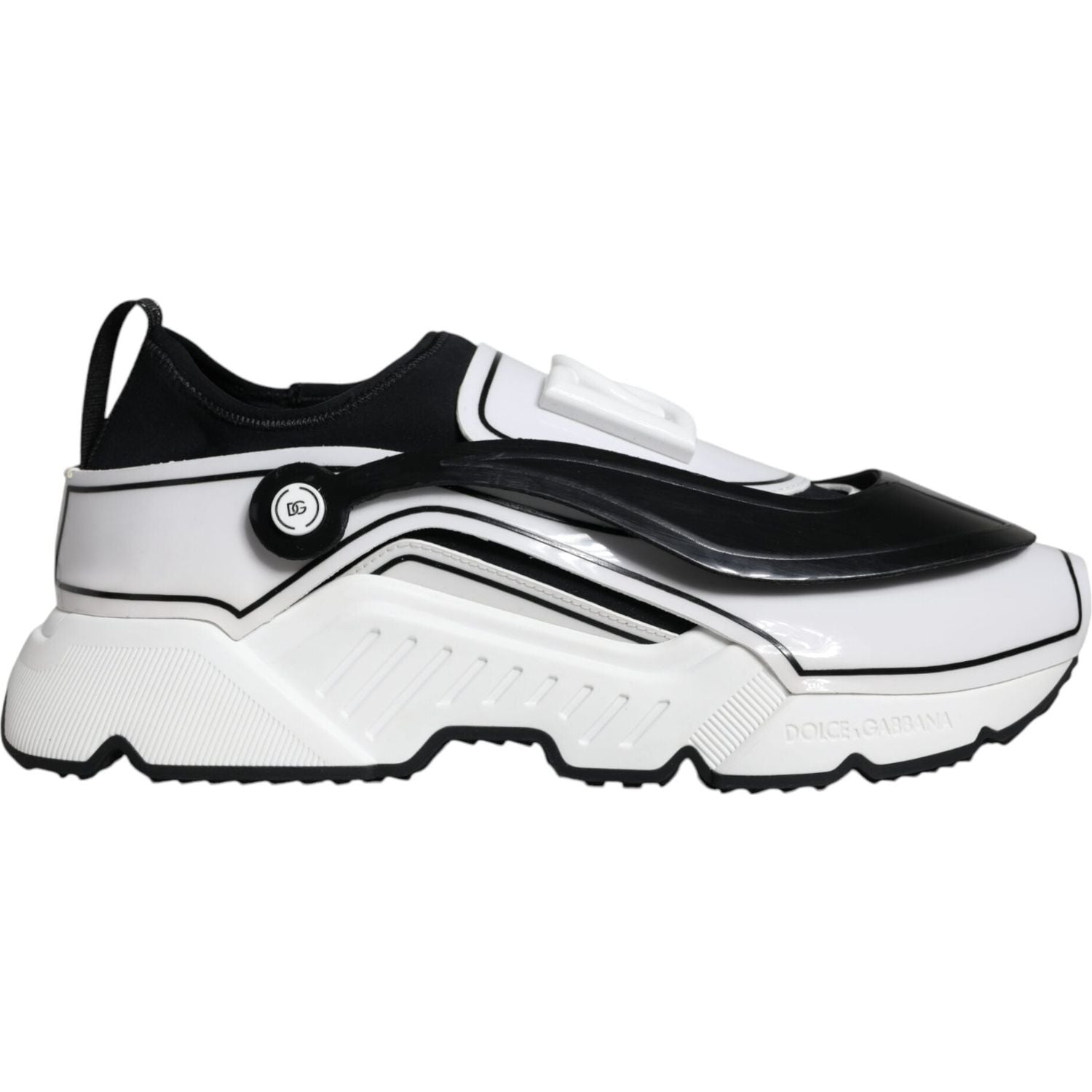 Dolce & Gabbana White Black Logo Plaque Daymaster Sneakers Shoes