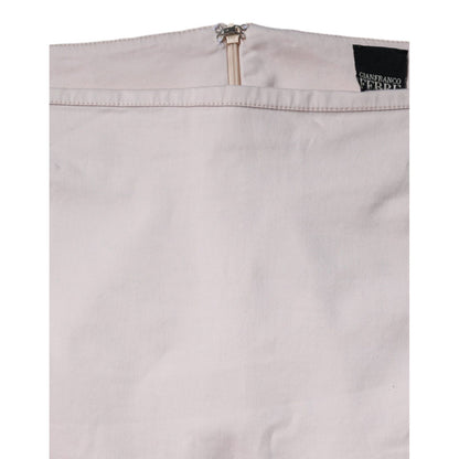 GF Ferre Beige Cotton Stretch Mid Waist Pencil Cut Skirt